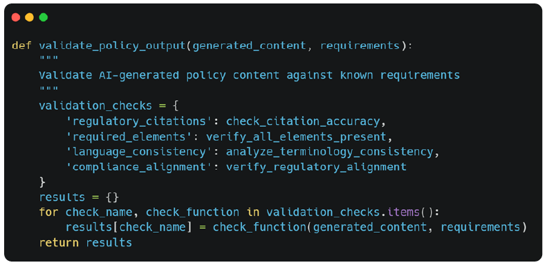 Sample AI prompt pattern for output validation.