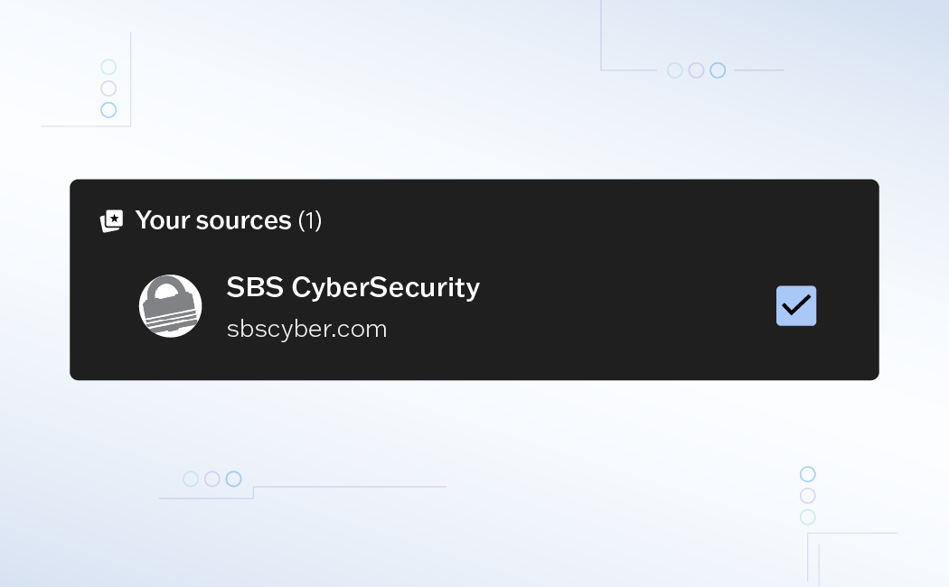 Google preferred sources window with SBS CyberSecurity selected.