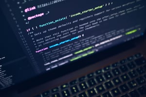a laptop running code.